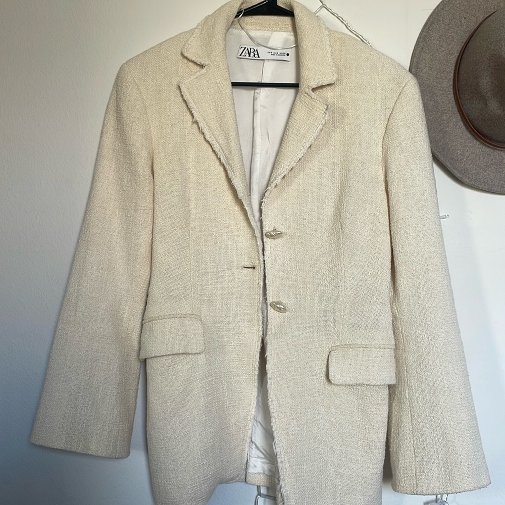 Zara cream Blazer with shell buttons
